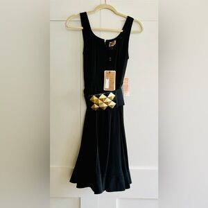 Nue by Shani Black Maxi Dress with Gold Details